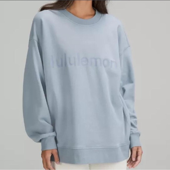 lululemon athletica Tops - Lululemon Chambray All Yours Logo Crewneck Sweatshirt Light Blue 6 $118